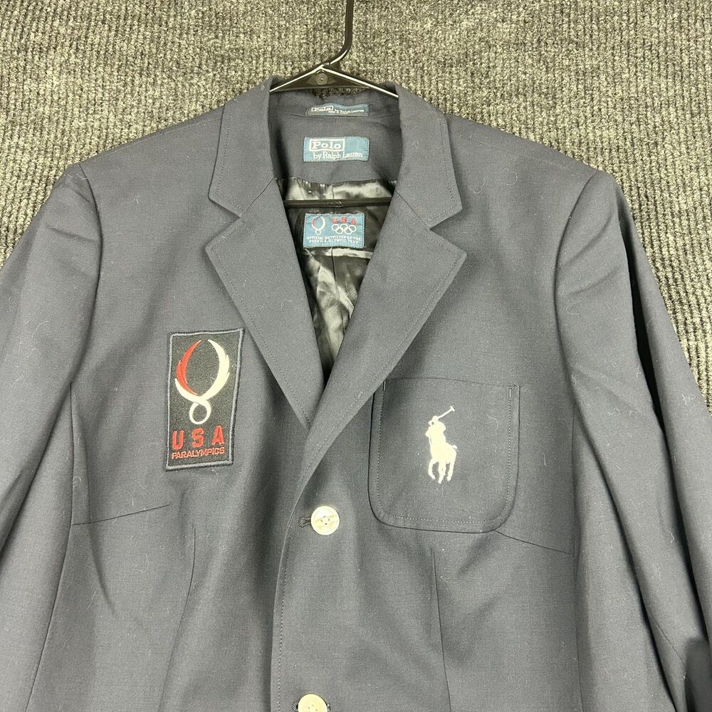 NWT Polo Ralph Lauren USA Paralympic Team Wool Womens Blazer Jacket Navy Size18T